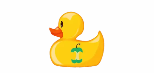 Cartoon yellow rubber duck with nf-core logo badge on it's body with the nf-core logo.